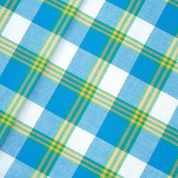 Best Price Good Texture Soft Touch 100% Cotton Sky blue Yarn Dyed Checks Shirting Tartan Plaid Cotton Fabric